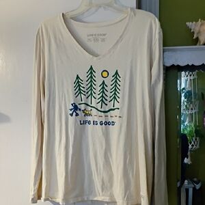 Life Is Good Cream Womens Crusher-Lite Tee with Subtle Gray Logo